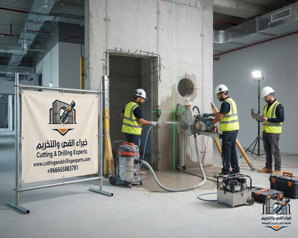 قص جدران خرسانية بالليزر في رابغ لتنفيذ التوسعات وفتح الأبواب والنوافذ بأعلى دقة هندسية باستخدام أحدث المعدات